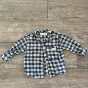 ZARA Muted green & charcoal flannel baby boy shirt